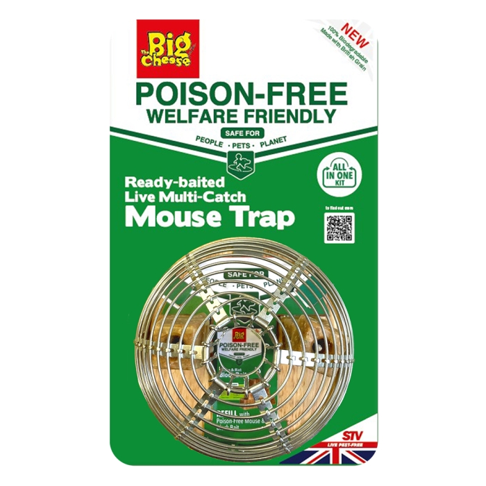 Ready-Baited Live Multi-Catch Mouse Trap - 2 Colours