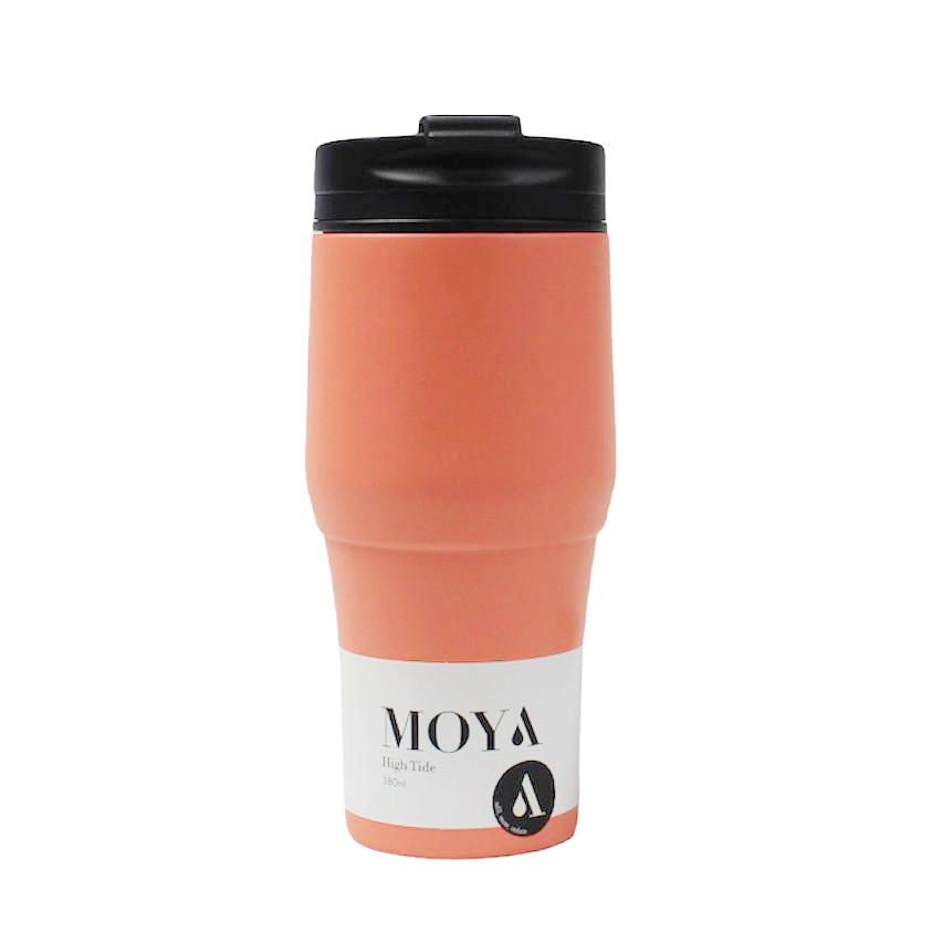 Moya "High Tide" 380ml Travel Coffee Mug Black/Coral